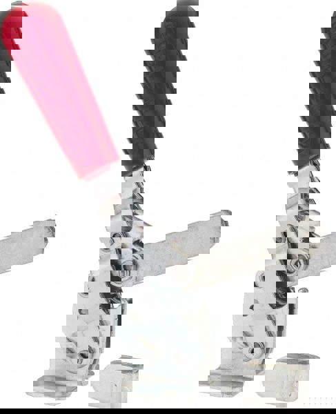 Manual Hold-Down Toggle Clamp: Vertical, 499.08 lb Capacity, Solid Bar, Flanged Base